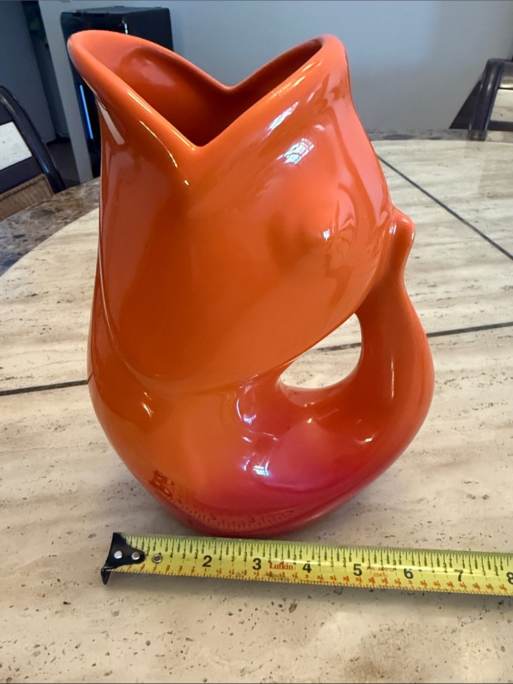 Gurgle pot red ombré ceramic pitcher - Picture 8 of 10